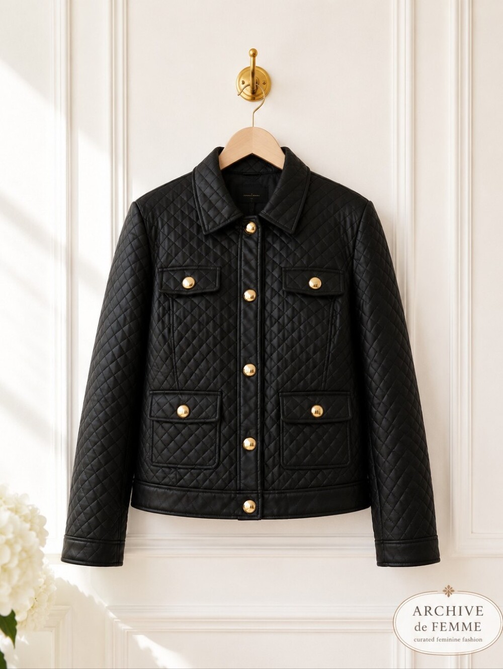 G By Guliliana Black Quilted Faux Leather Jacket | Size Large | Versitile Jacket - Picture 6 of 9